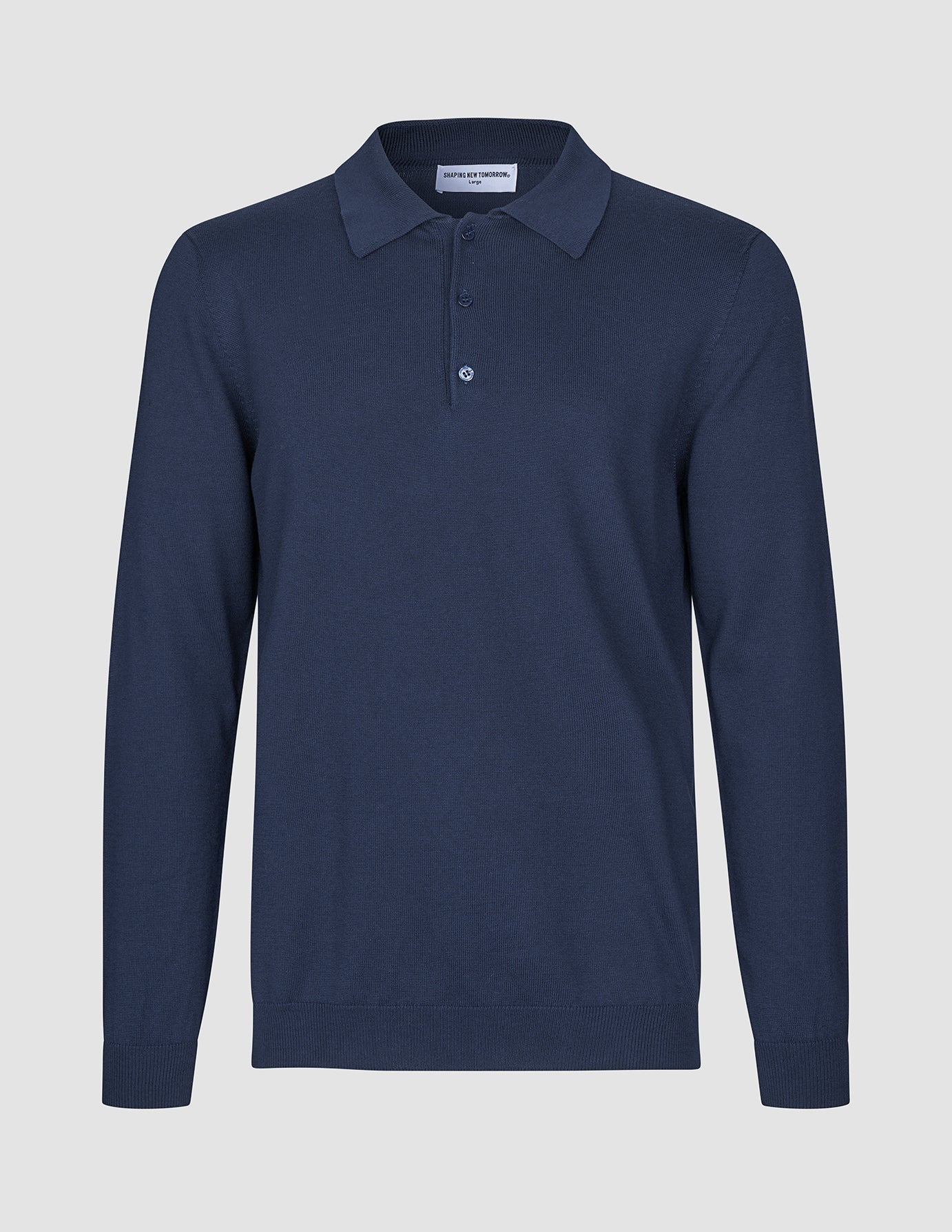 Seamless Core Knit Long Sleeve Polo Dark Navy