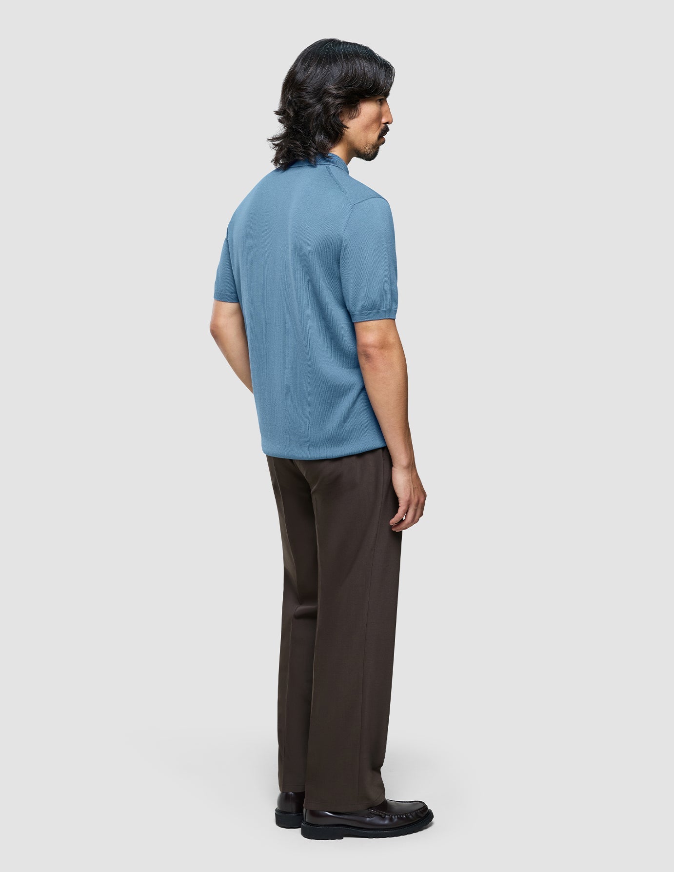 Seamless Core Knit Short Sleeve Polo Blue Tide