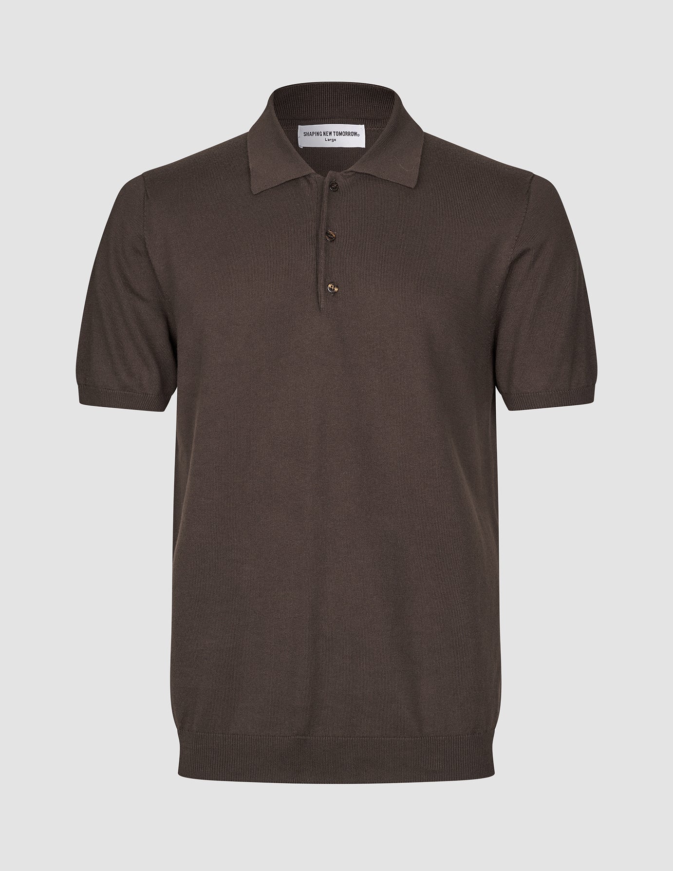 Seamless Core Knit Short Sleeve Polo Dark Brown