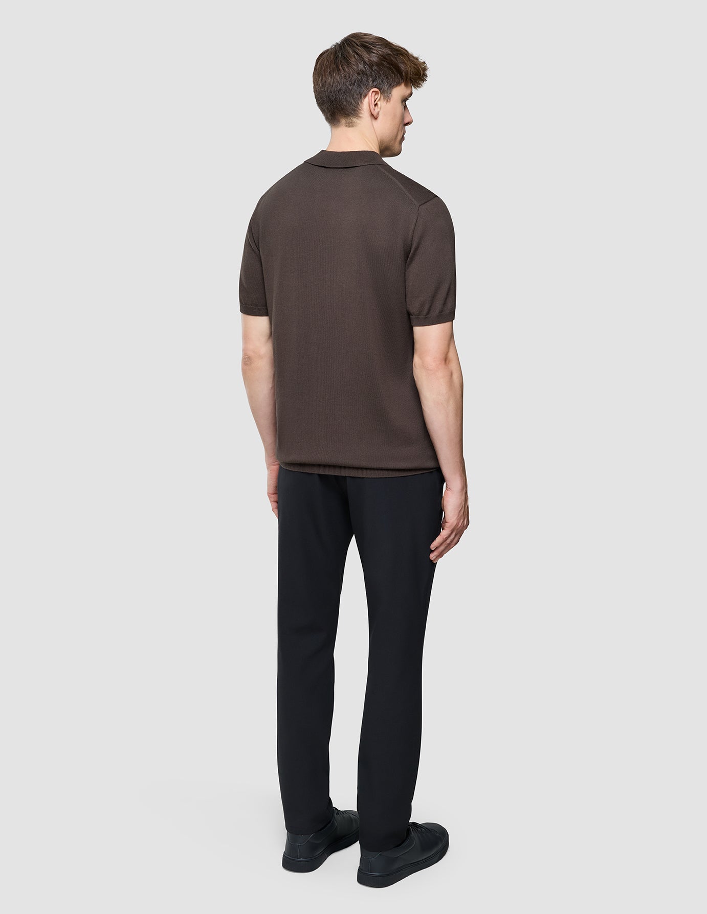 Seamless Core Knit Short Sleeve Polo Dark Brown