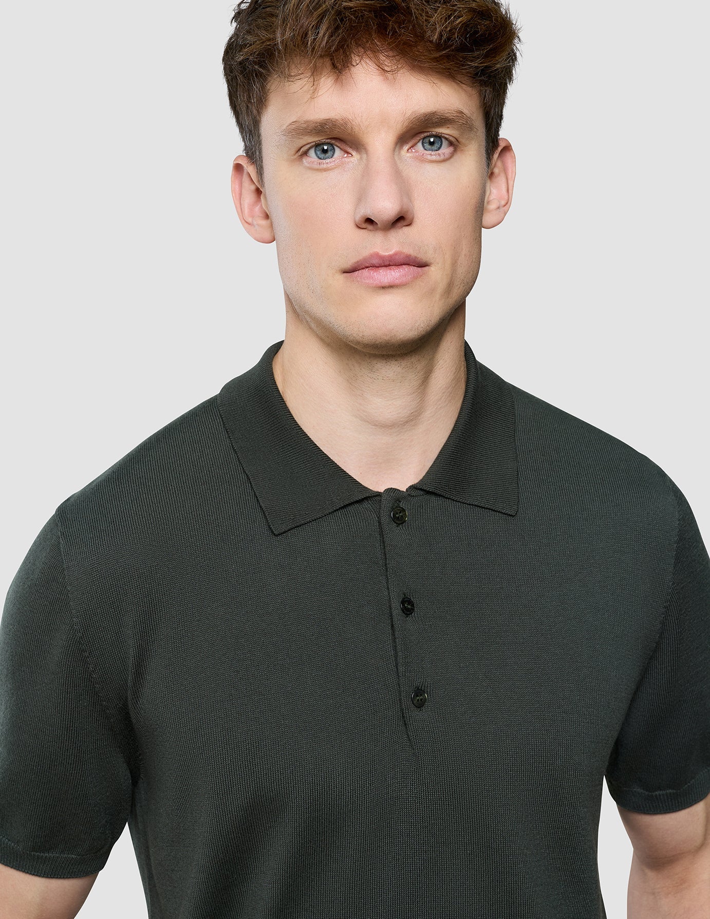 Seamless Core Knit Short Sleeve Polo Green Night