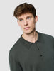 Seamless Core Knit Long Sleeve Polo Green Night