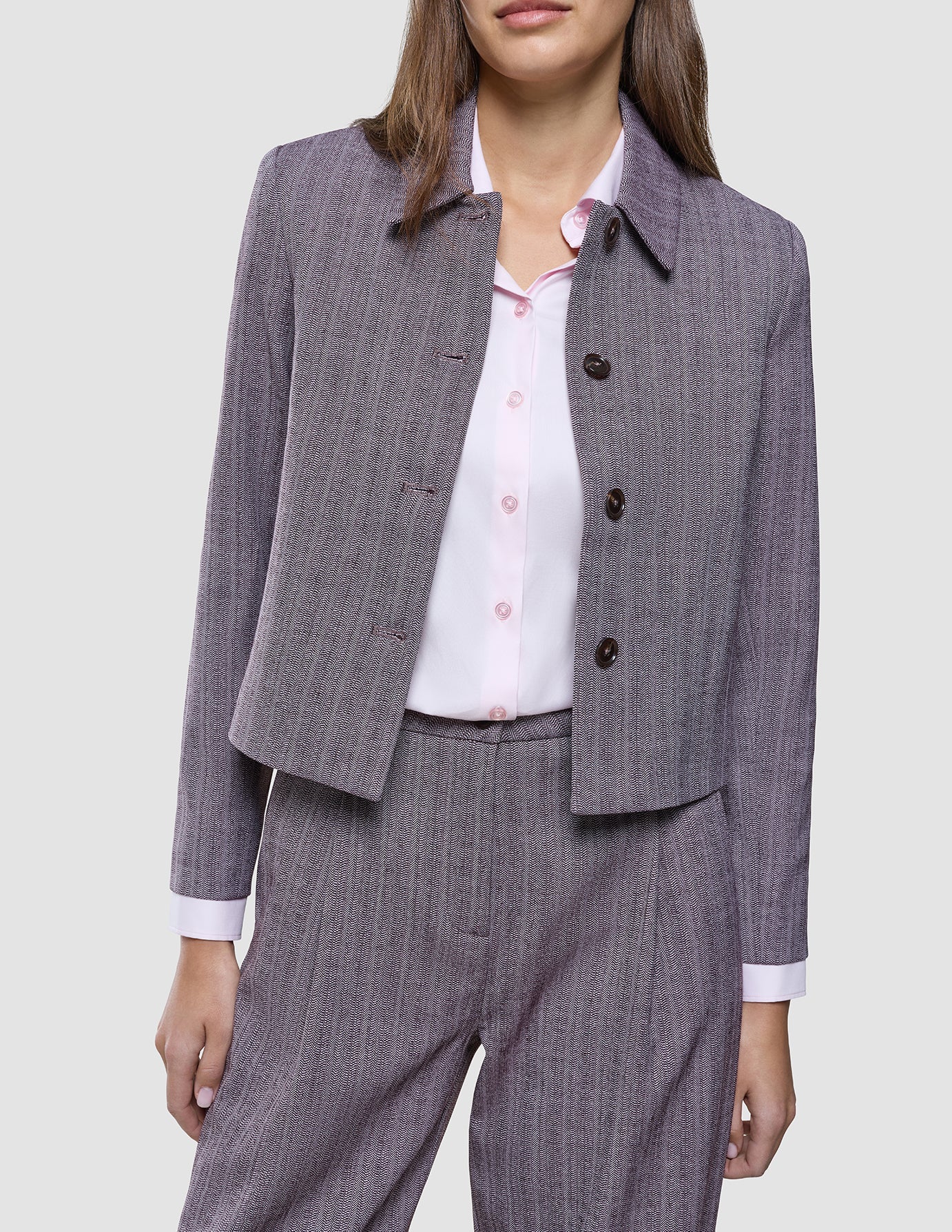 Women Serene Short Jacket Pink Winery Herringbone