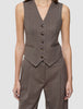Women Serene Short Vest Brown Stone Herringbone
