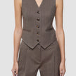 Women Serene Short Vest Brown Stone Herringbone