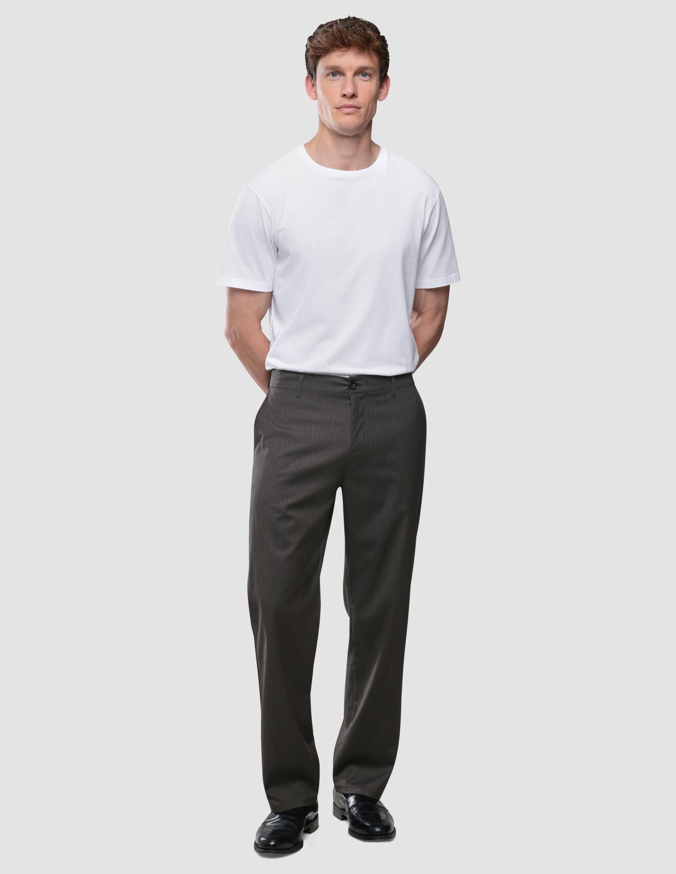 Siena Pants Relaxed Fit Herringbone Dark Brown