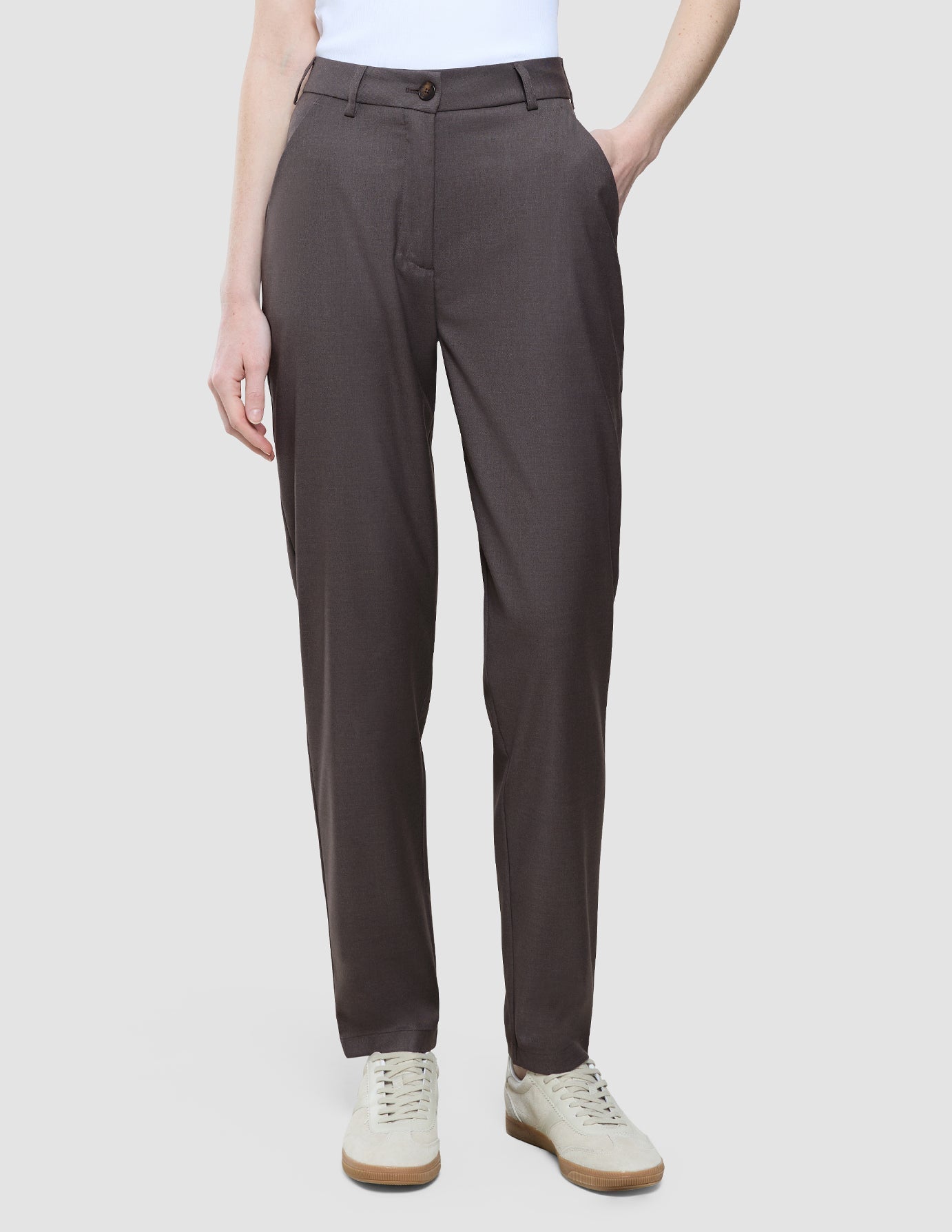 Women Skye Pants Tapered Dark Chestnut Melange