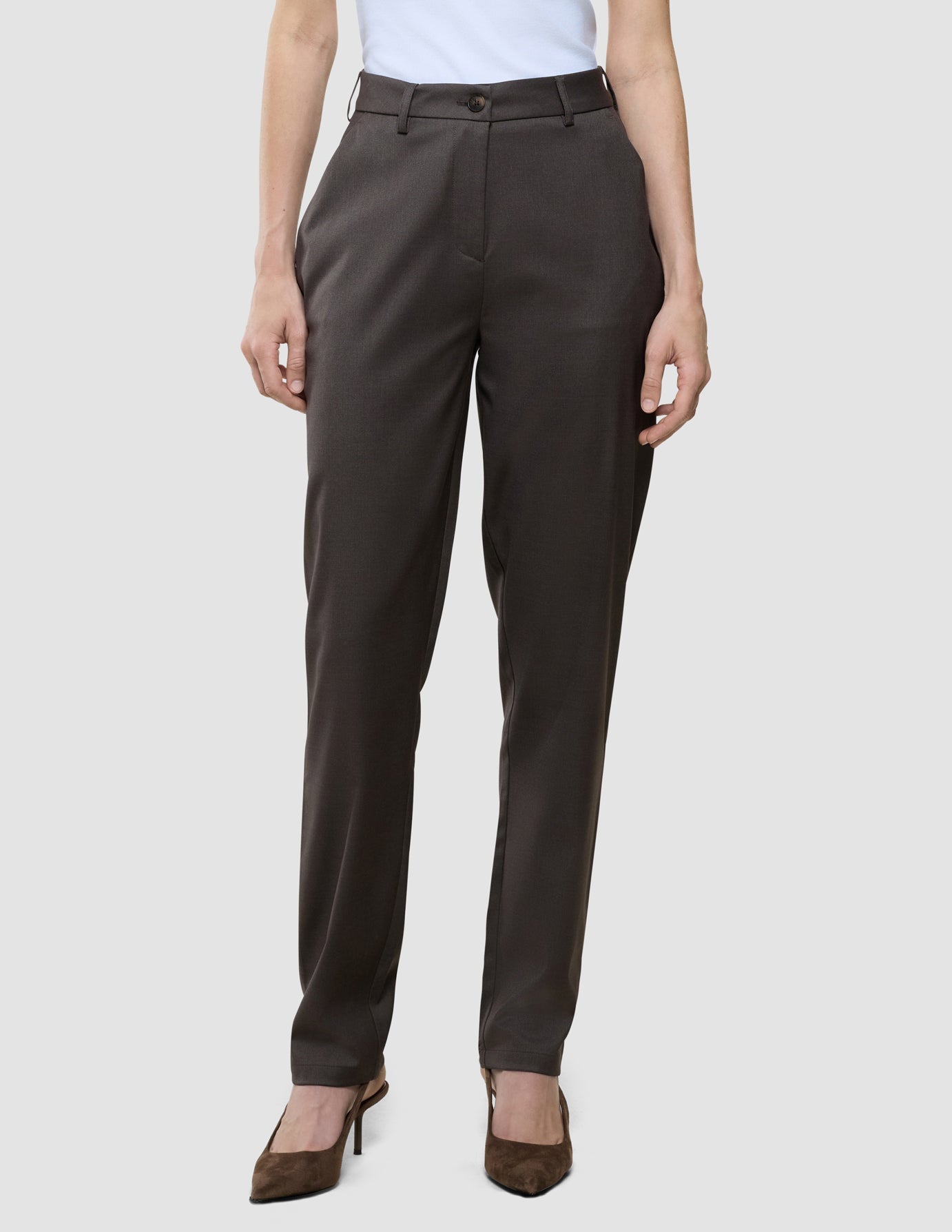 Women Skye Pants Tapered Dark Chestnut Melange