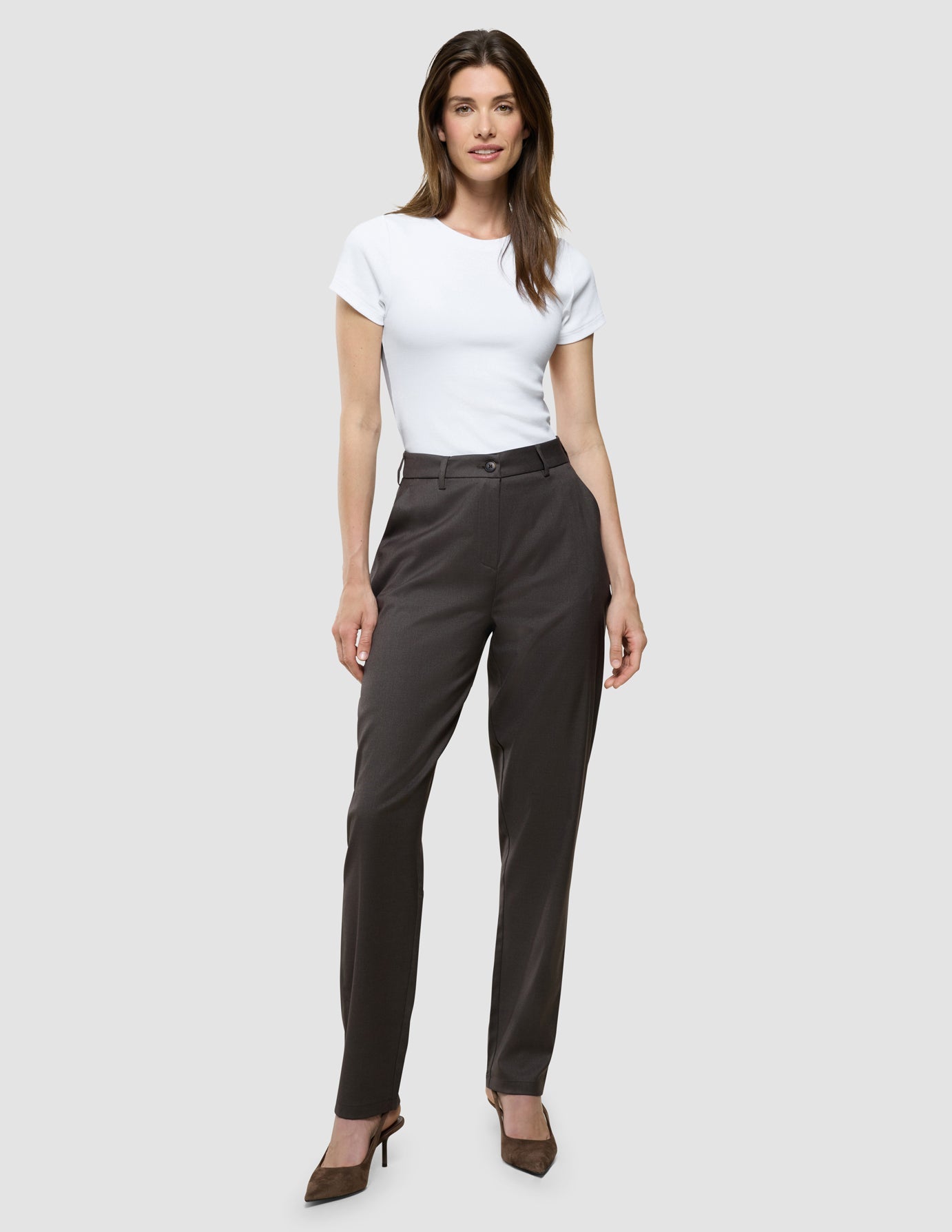 Women Skye Pants Tapered Dark Chestnut Melange