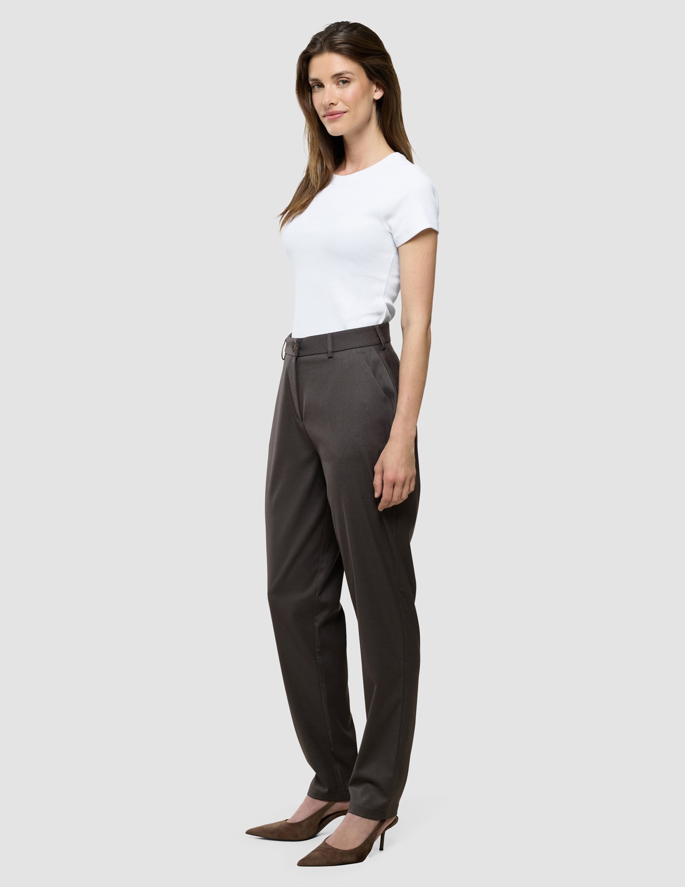 Women Skye Pants Tapered Dark Chestnut Melange