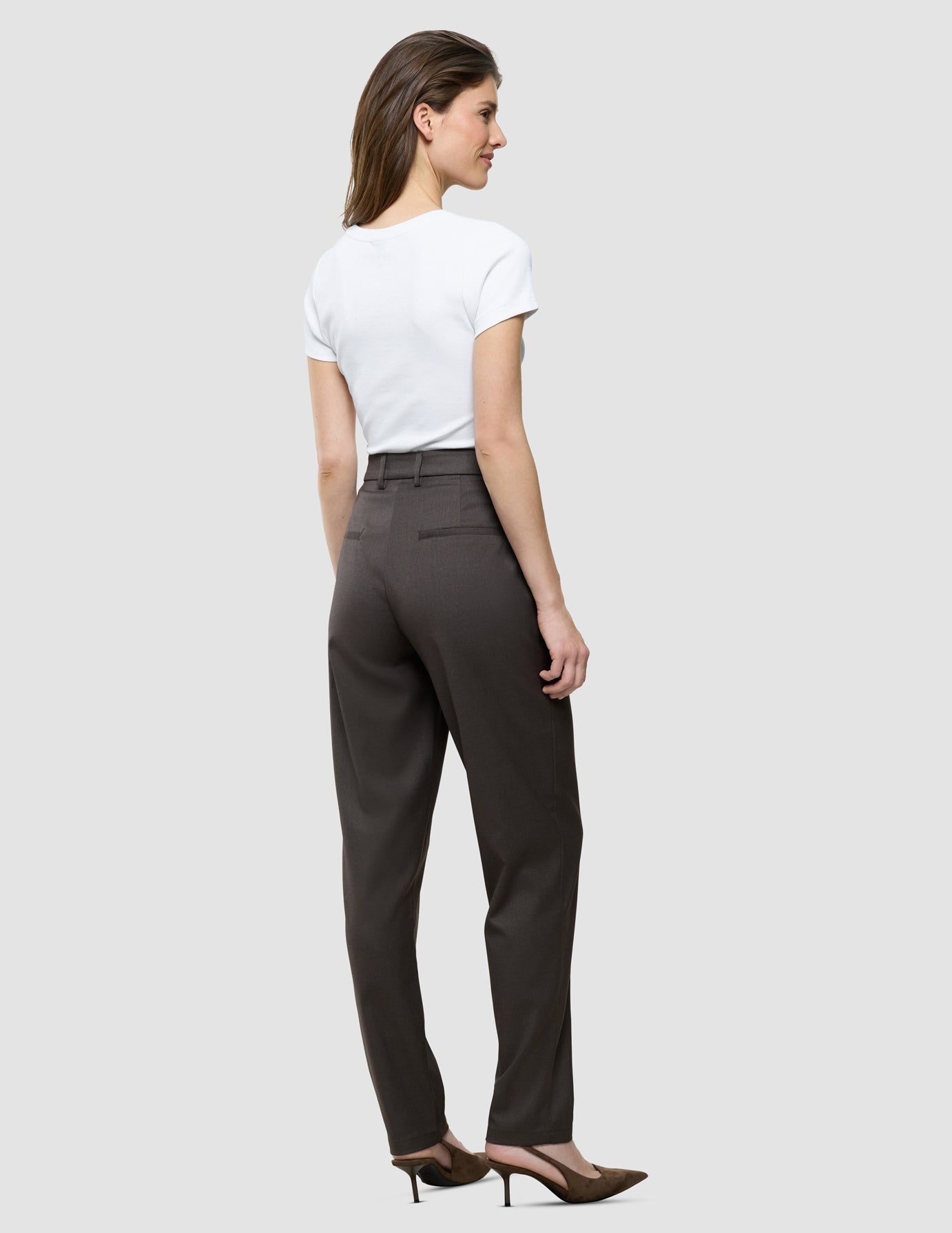 Women Skye Pants Tapered Dark Chestnut Melange