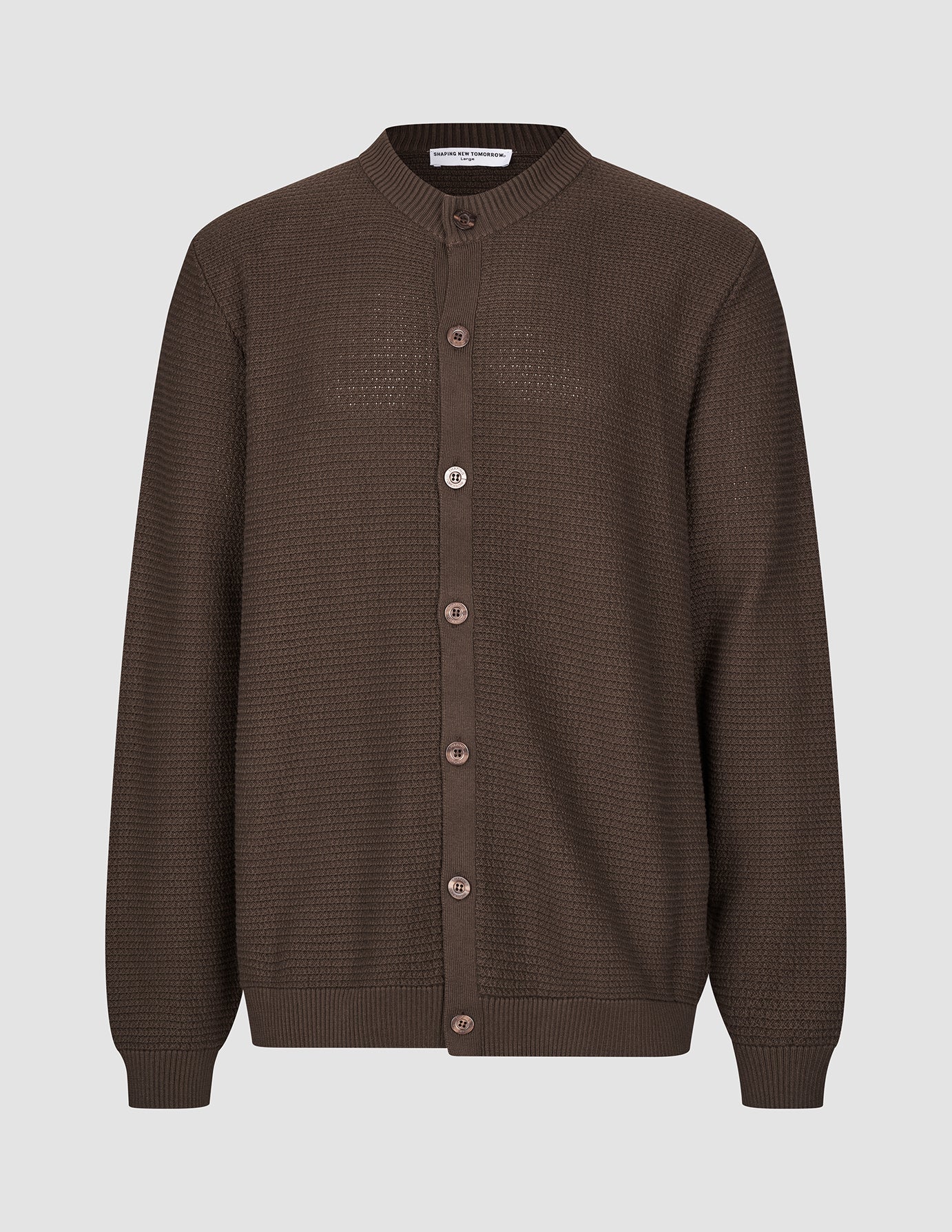 Structured Knit Cardigan Dark Brown