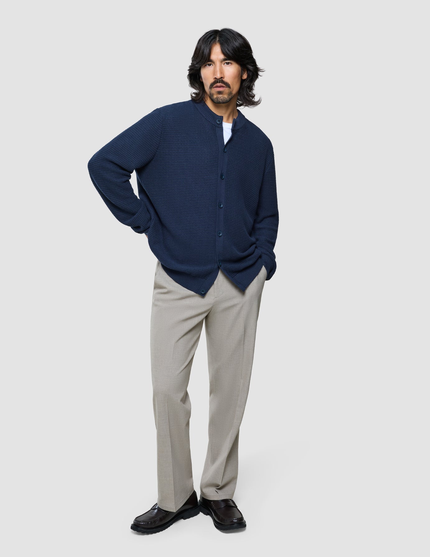 Structured Knit Cardigan Dark Navy