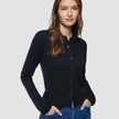 Women Structured Polo Long Sleeve Black