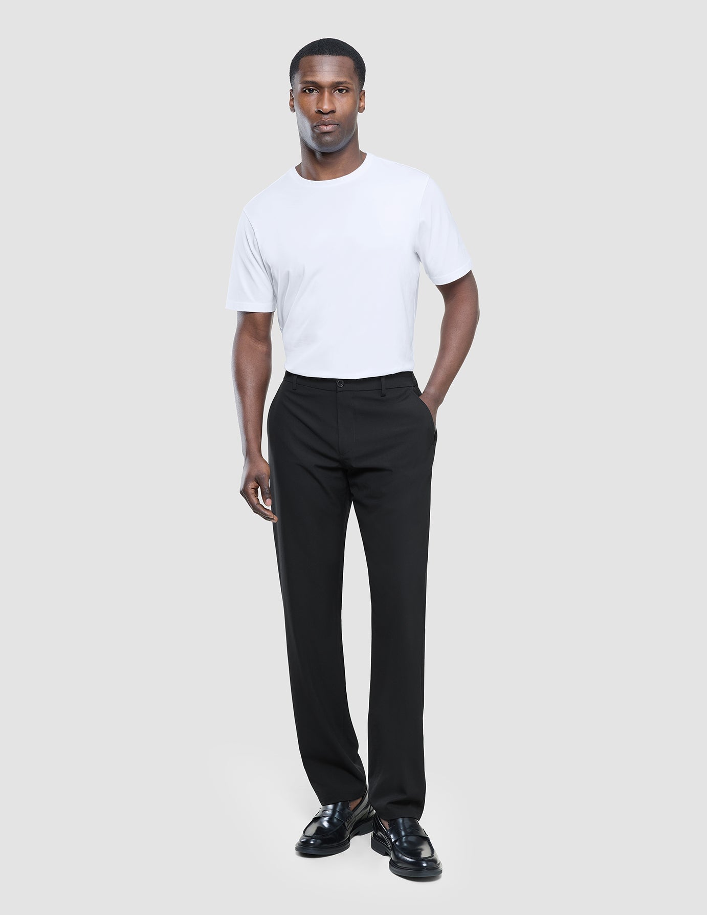 Tech Linen Elastic Pants Black
