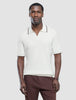 V-Neck Knit Short Sleeve Polo White