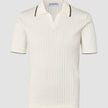 V-Neck Knit Short Sleeve Polo White