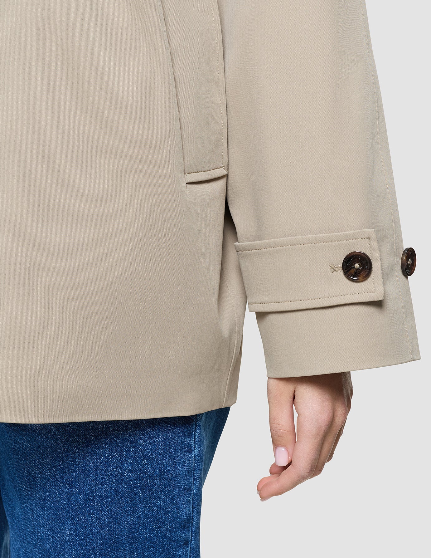 Women Waterproof Trench Coat Short Sand Grain