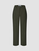Women GO2 Pants Straight Dusty Olive, en olivengrønn bukse med rett ben, knappelukking og beltestropper.