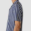 Bowling Short Sleeve Shirt Bulky Stripes Navy