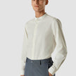 Tech Linen Mandarin Long Sleeve Shirt White